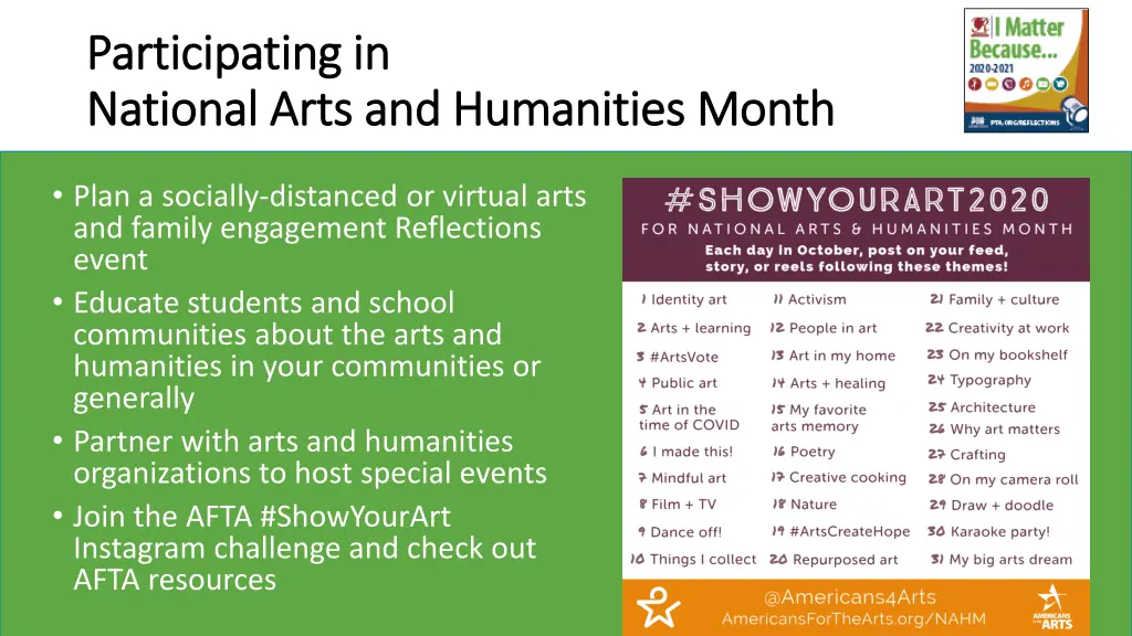 participating in participating in national arts