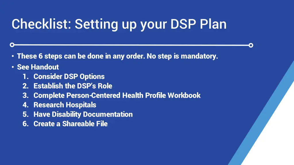 checklist setting up your dsp plan