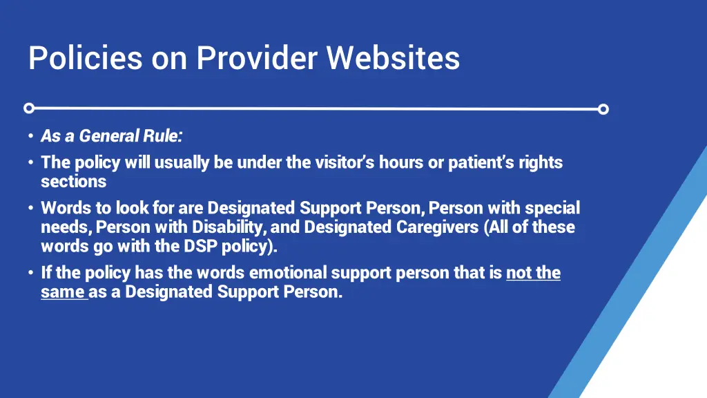 policies on provider websites