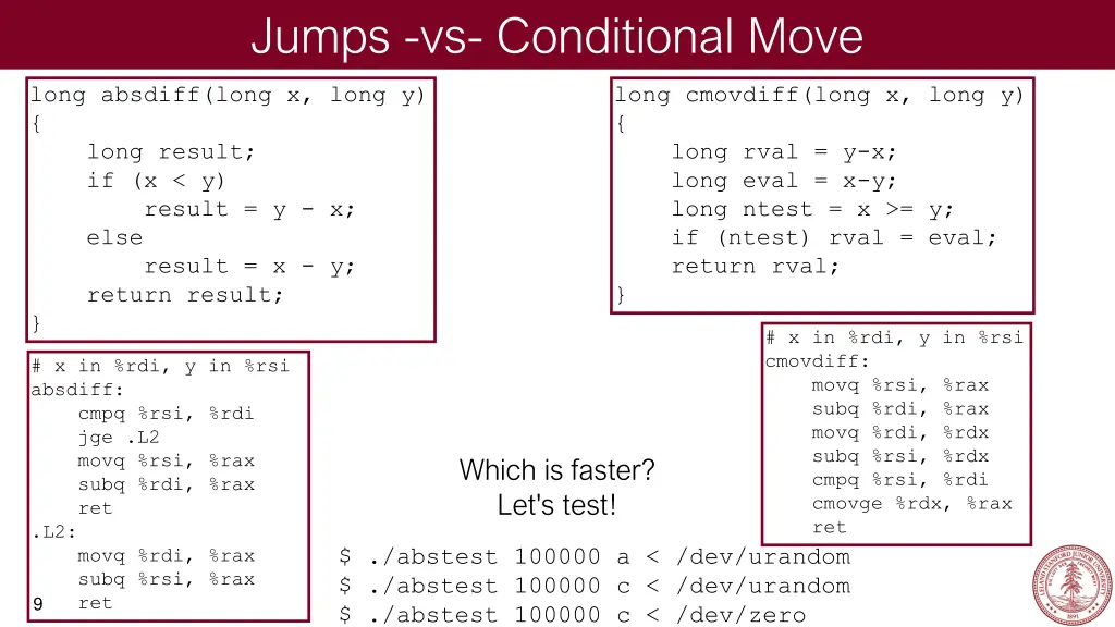 jumps vs conditional move