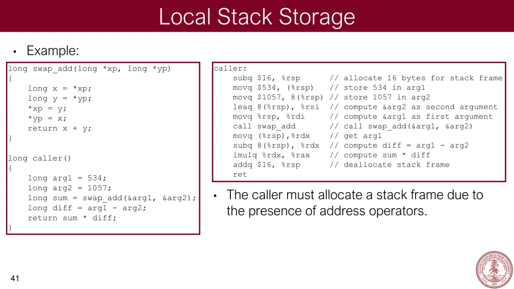 local stack storage 1