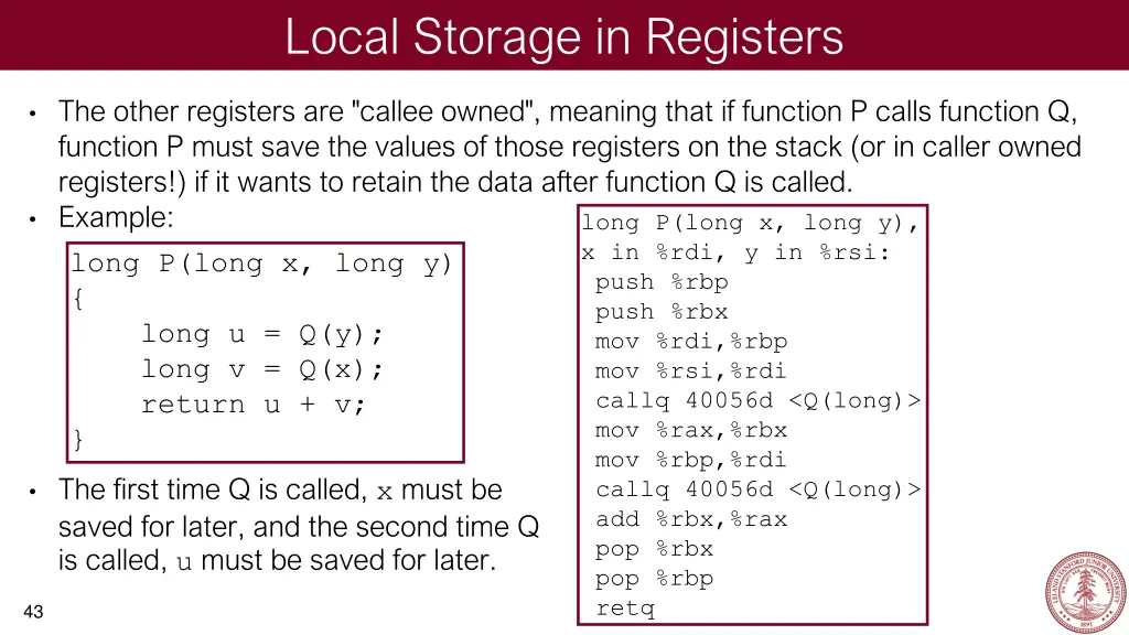 local storage in registers 1