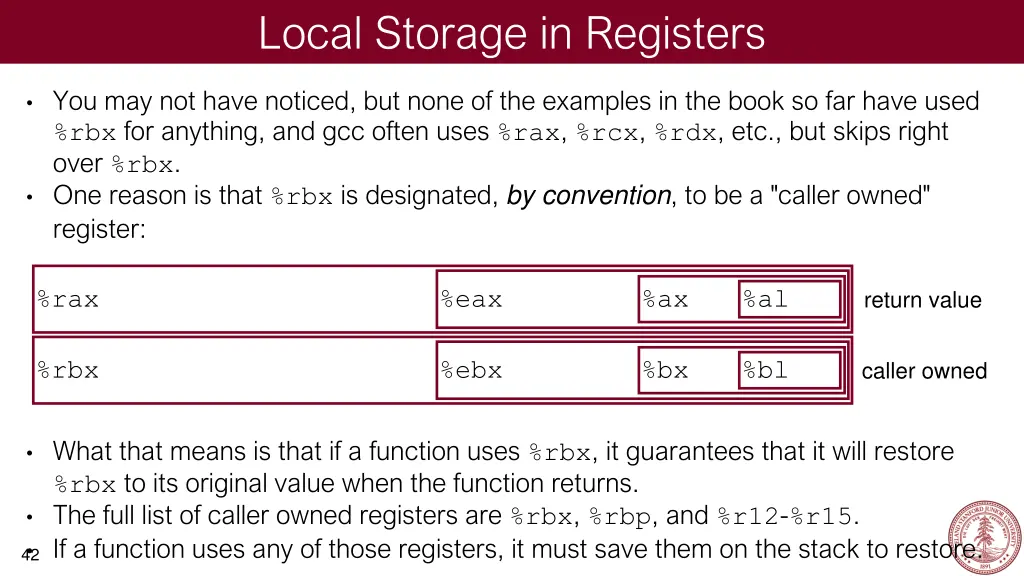 local storage in registers