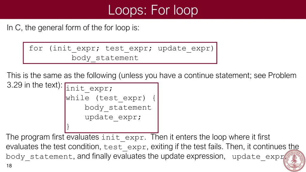loops for loop