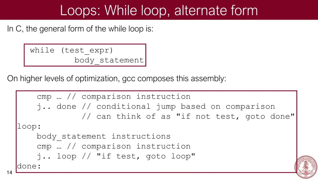 loops while loop alternate form