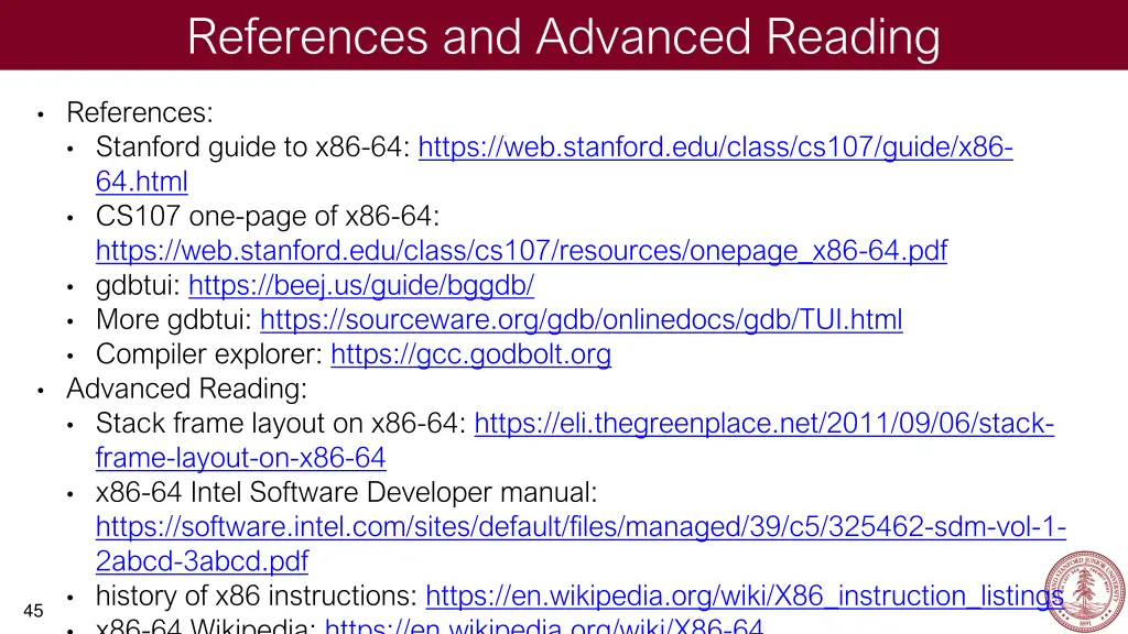 references and advanced reading