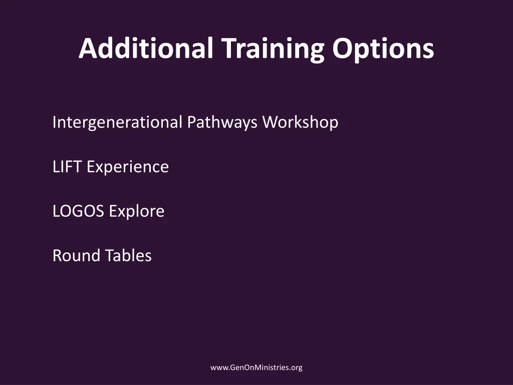 additional training options