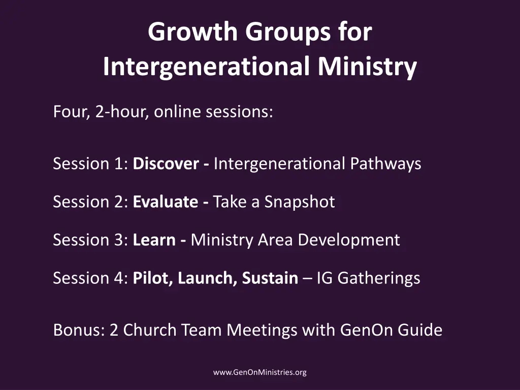 growth groups for intergenerational ministry
