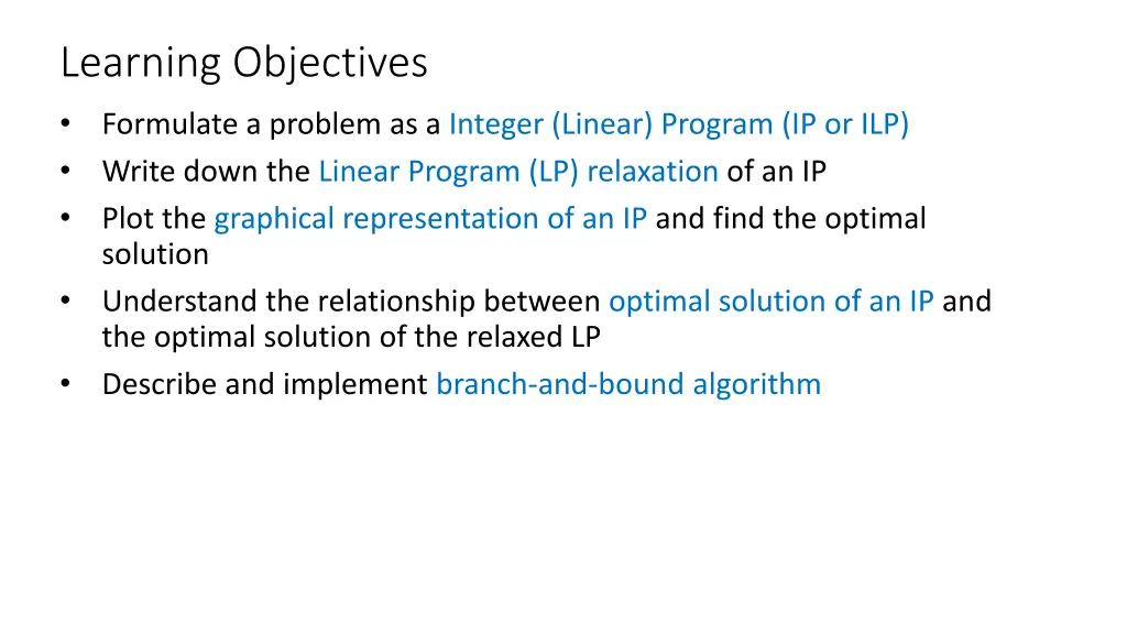 learning objectives formulate a problem