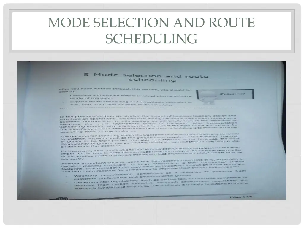 mode selection and route scheduling 1