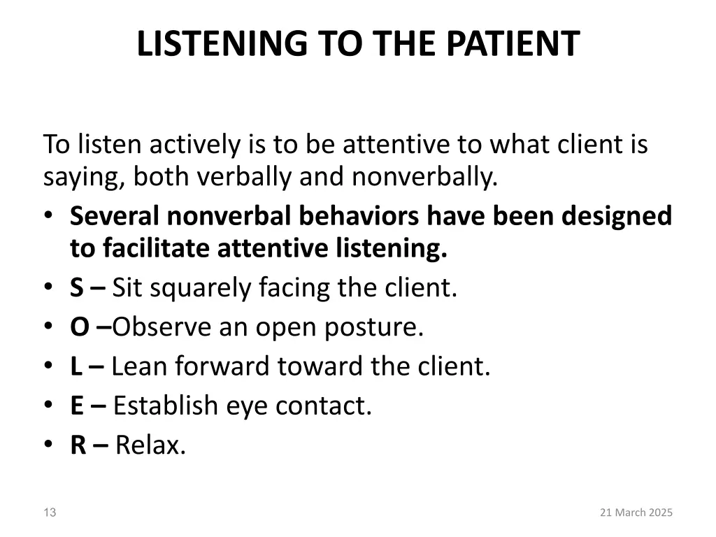 listening to the patient