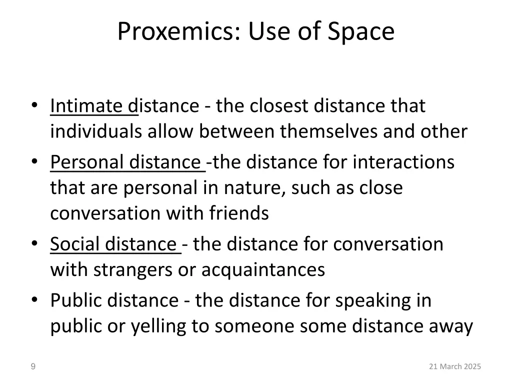 proxemics use of space