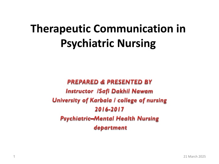 therapeutic communication in psychiatric nursing