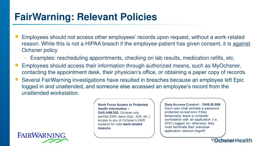 fairwarning relevant policies