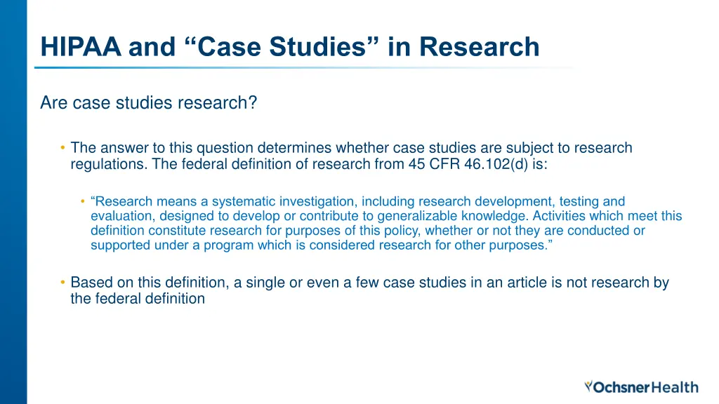 hipaa and case studies in research