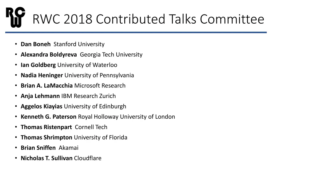 rwc 2018 contributed talks committee