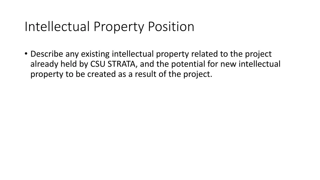 intellectual property position
