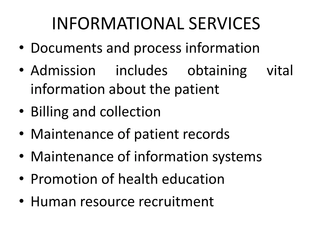 informational services documents and process