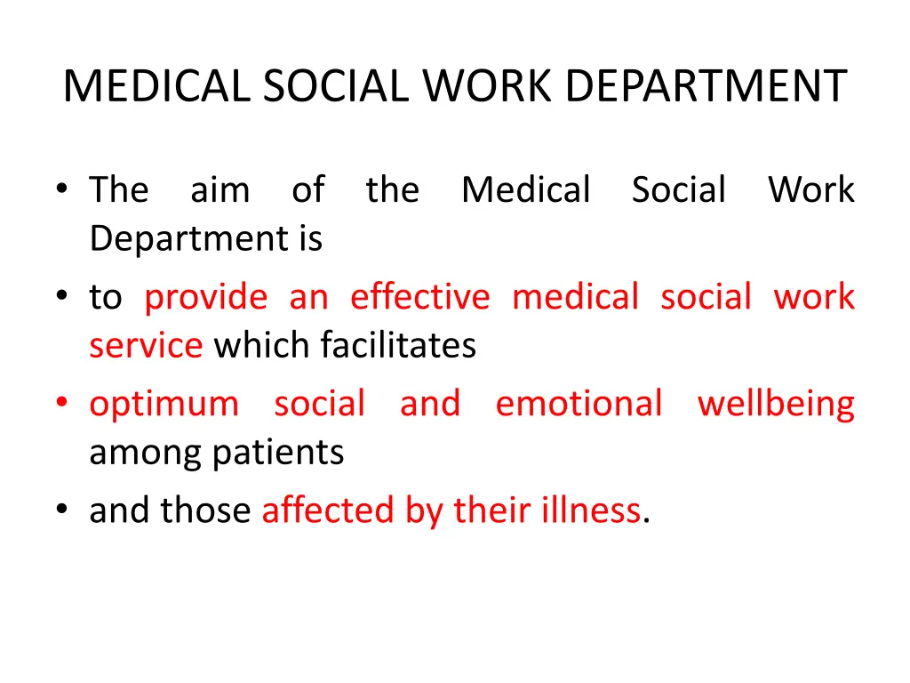 medical social work department 1