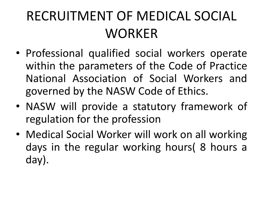 recruitment of medical social worker professional