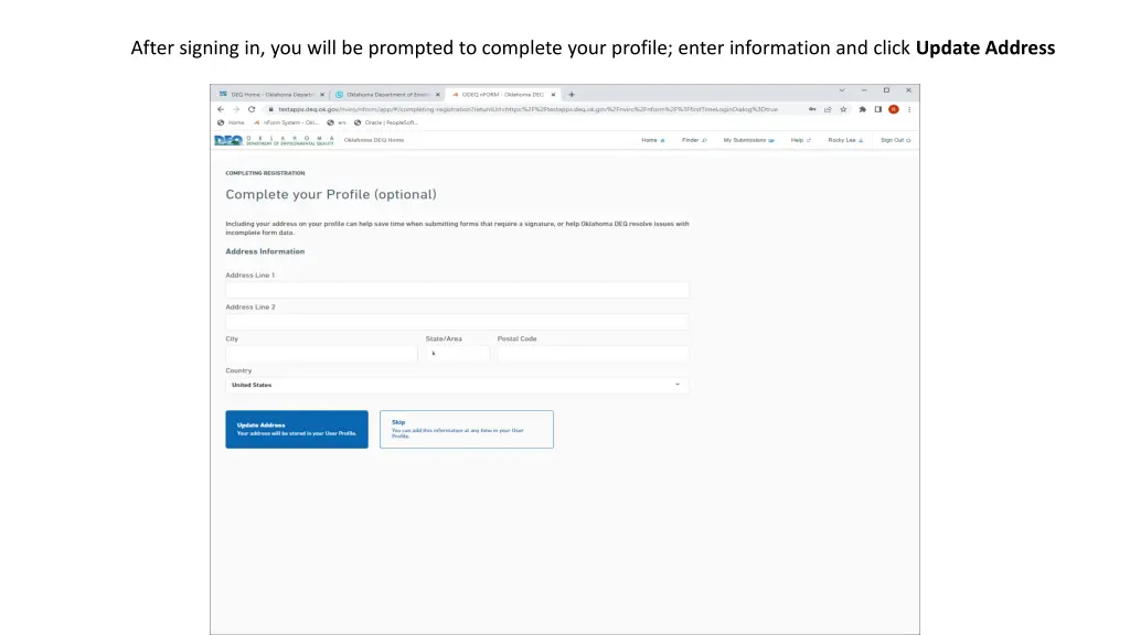 after signing in you will be prompted to complete