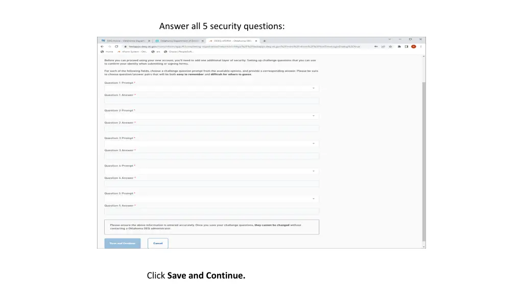 answer all 5 security questions