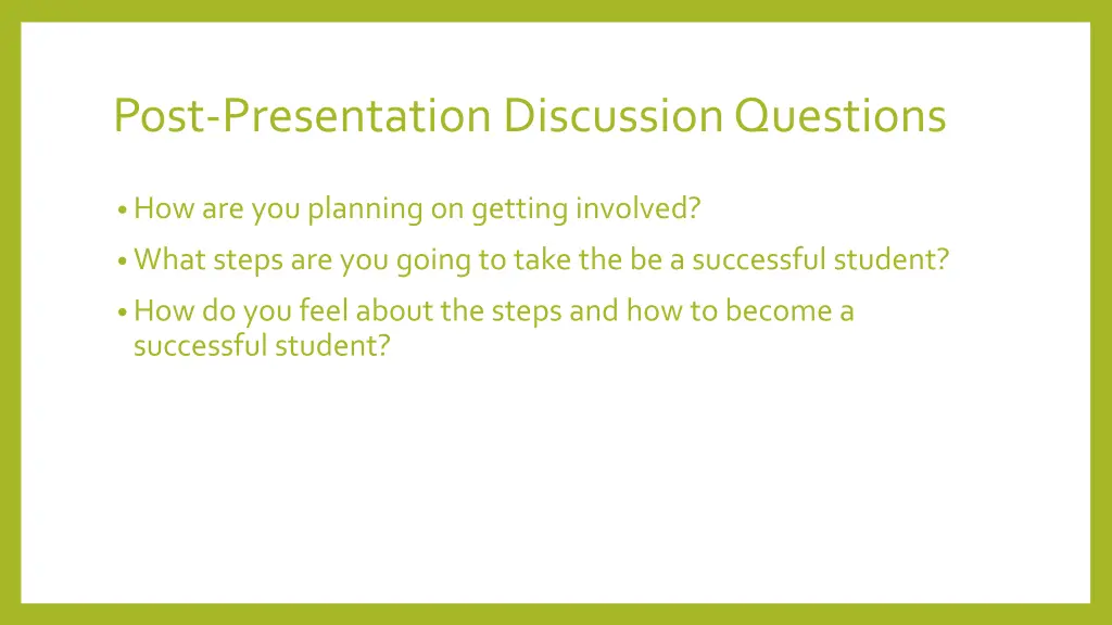 post presentation discussion questions