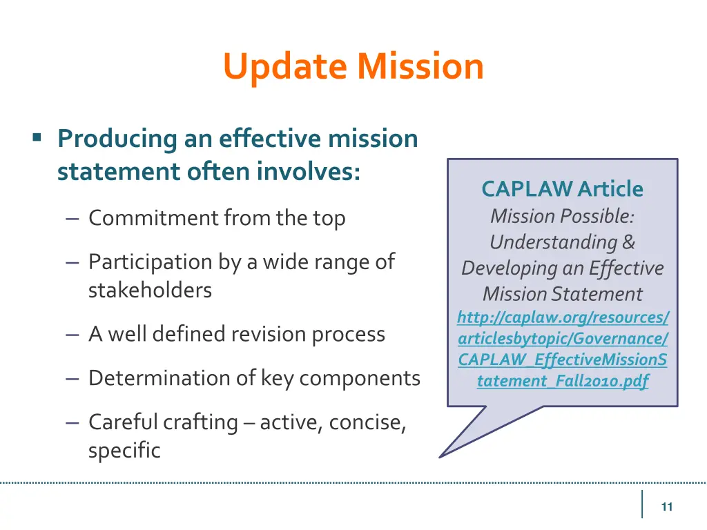 update mission