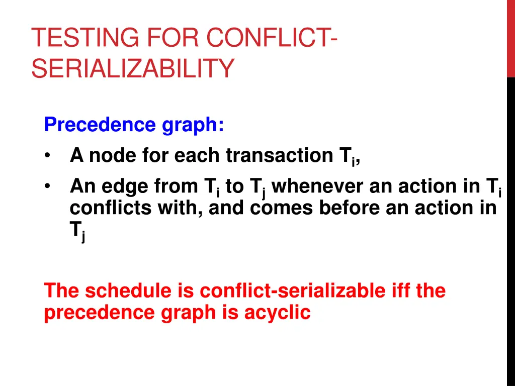 testing for conflict serializability