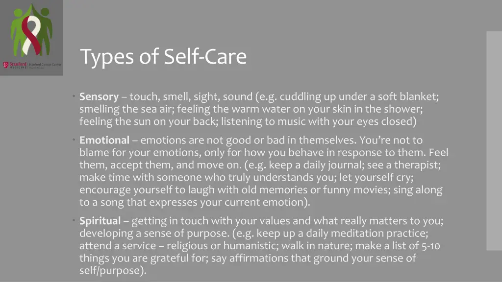 types of self care