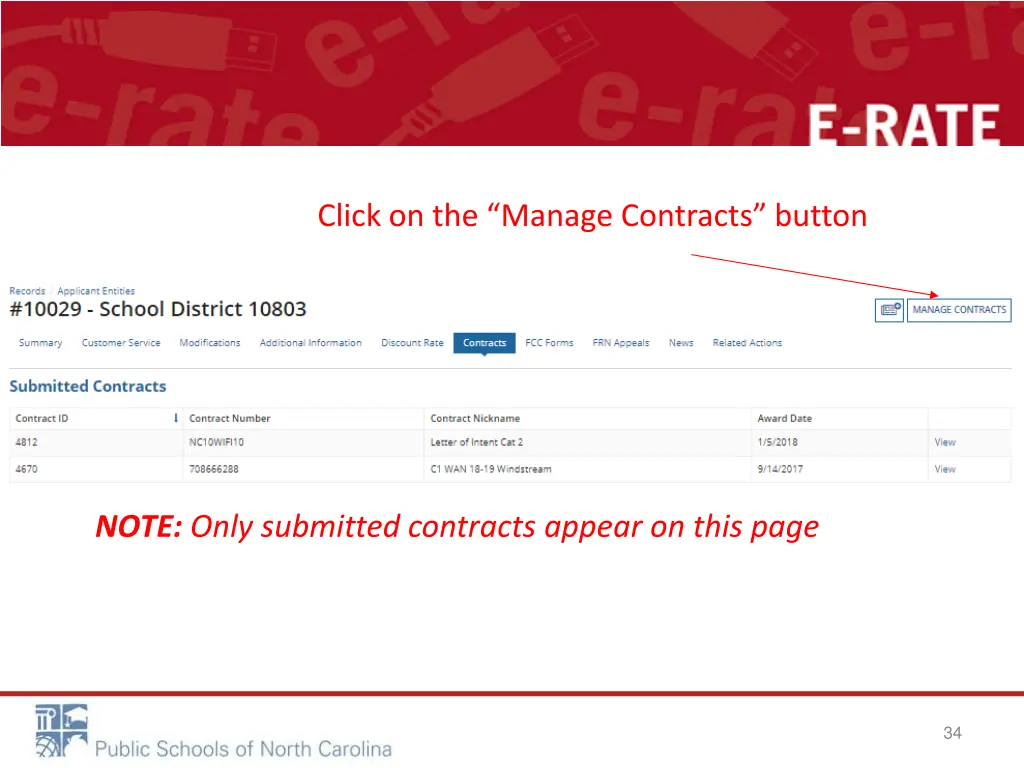 click on the manage contracts button