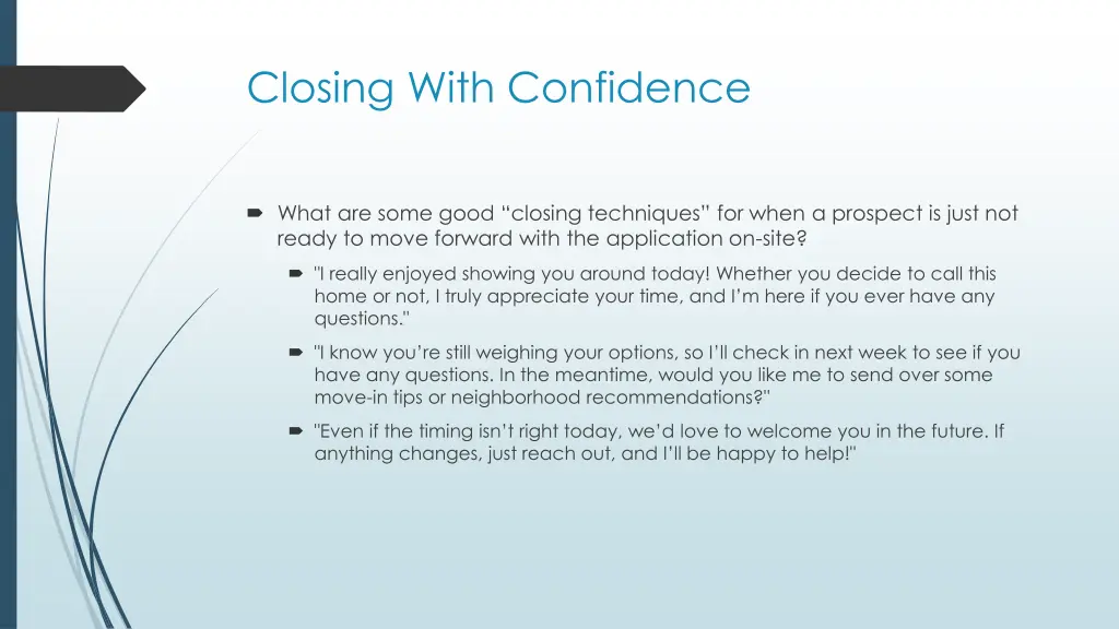 closing with confidence