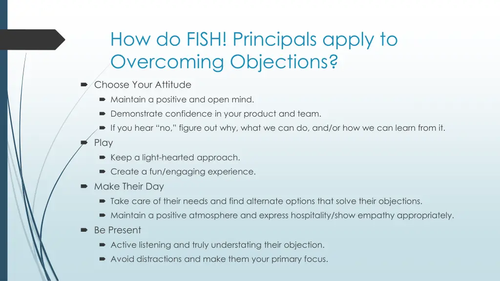 how do fish principals apply to overcoming