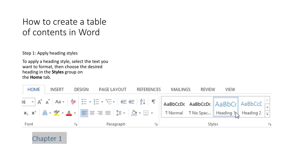 how to create a table of contents in word