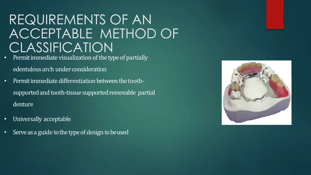 requirements of an acceptable method