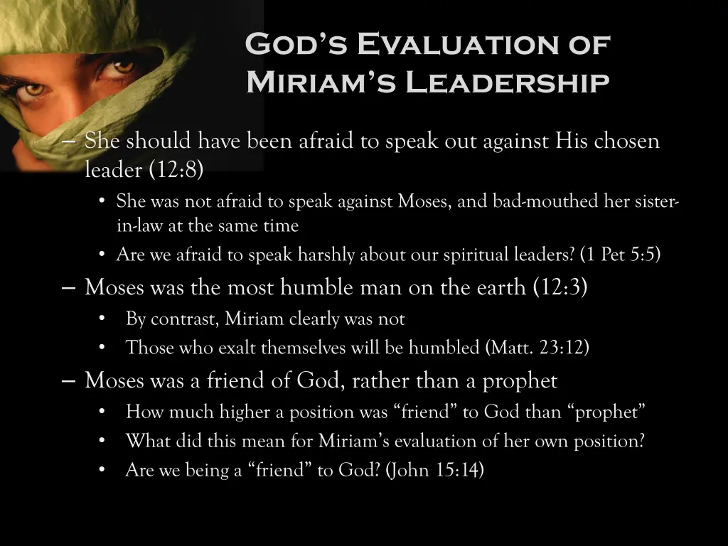 god s evaluation of miriam s leadership