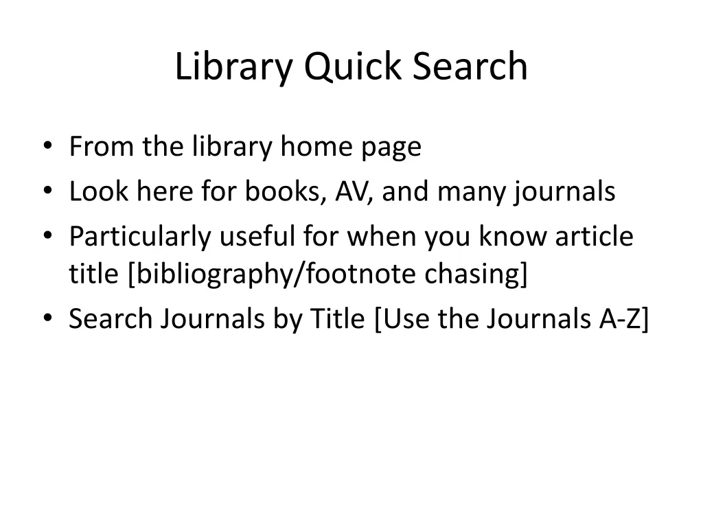 library quick search