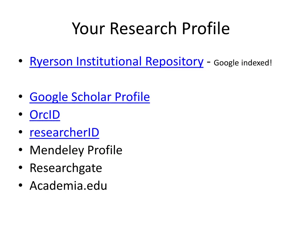 your research profile