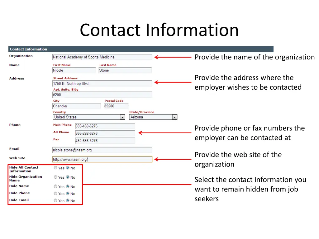 contact information