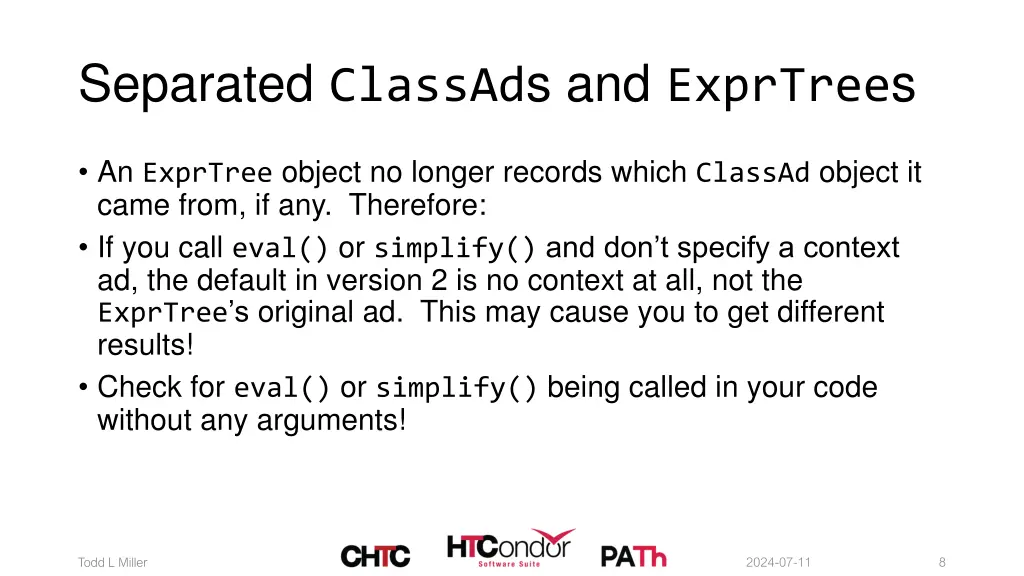 separated classad s and exprtree s