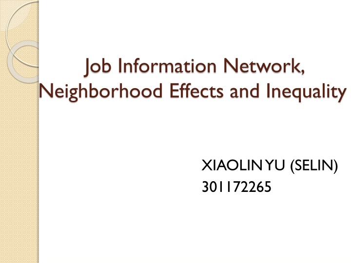 job information network neighborhood effects