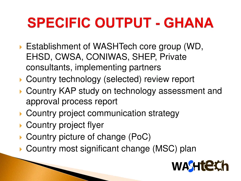 establishment of washtech core group wd ehsd cwsa