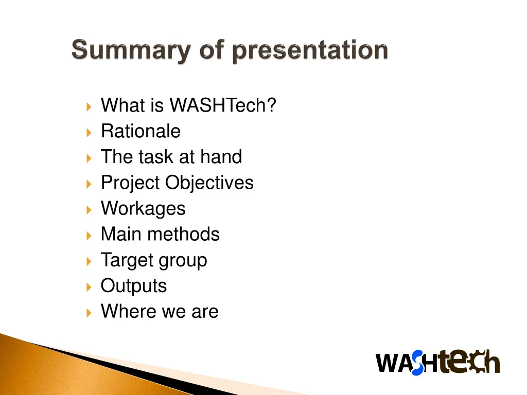 what is washtech rationale the task at hand