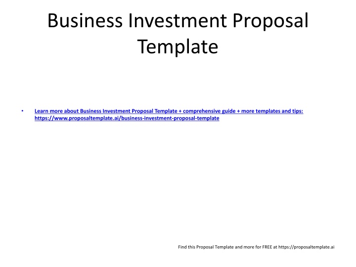 business investment proposal template