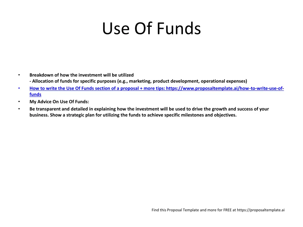 use of funds
