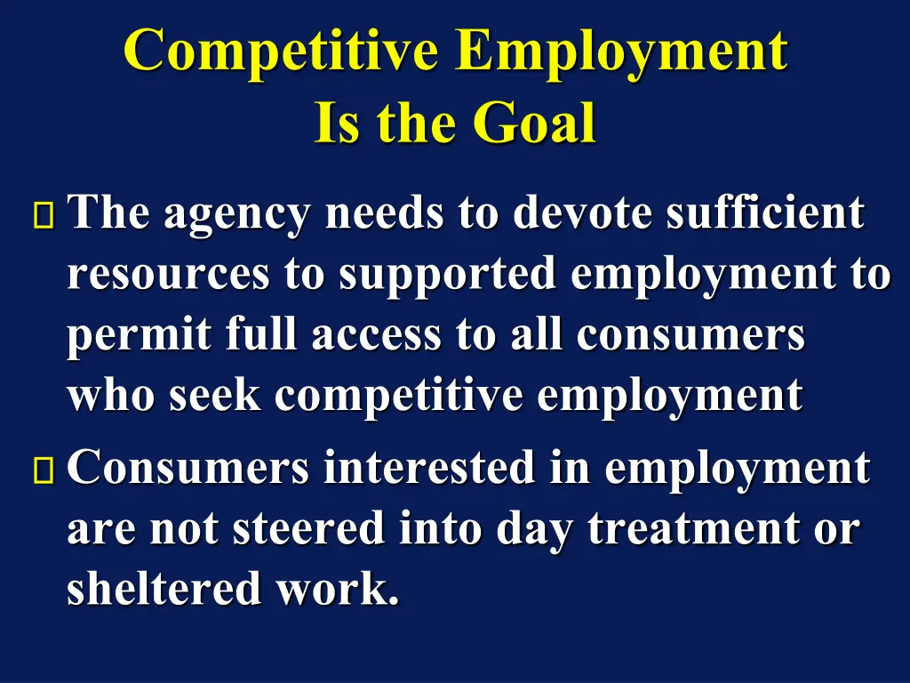 competitive employment is the goal