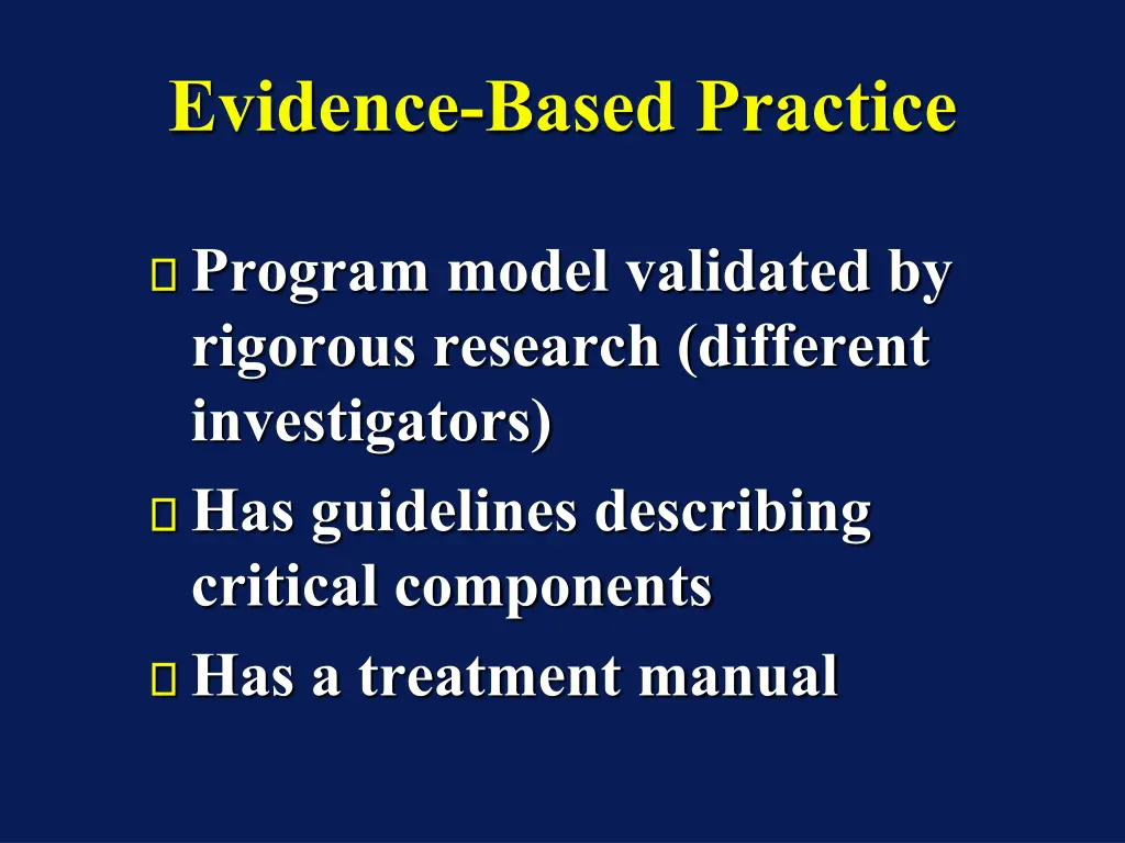 evidence based practice