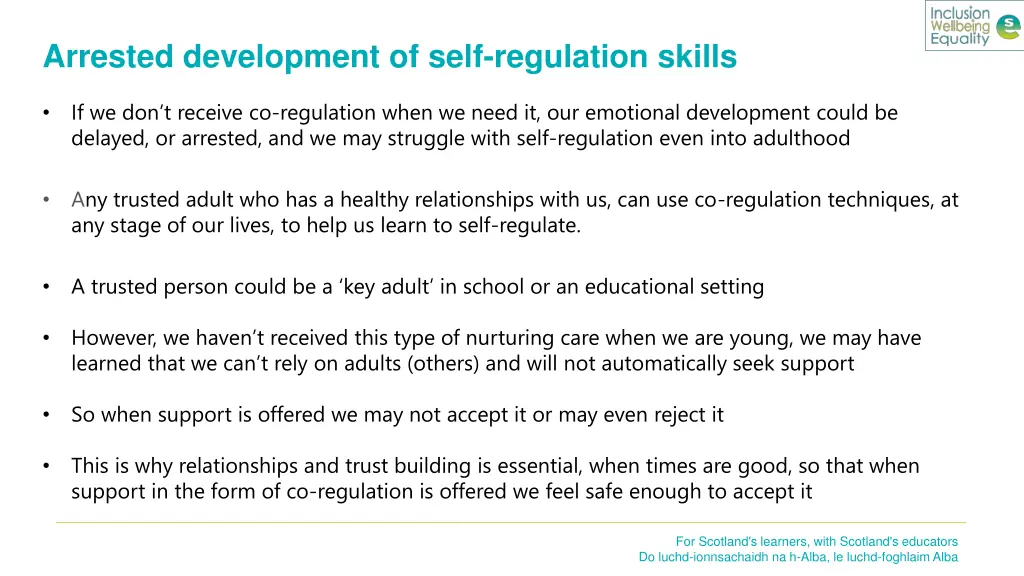 arrested development of self regulation skills