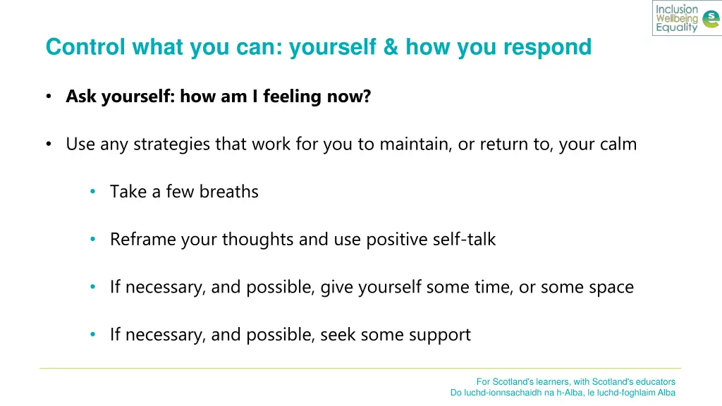 control what you can yourself how you respond