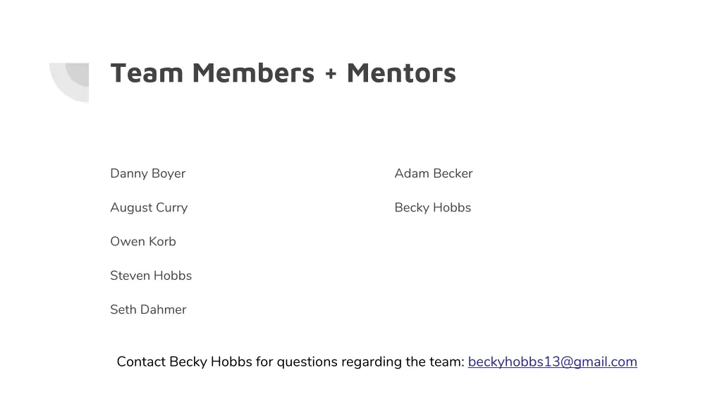 team members mentors